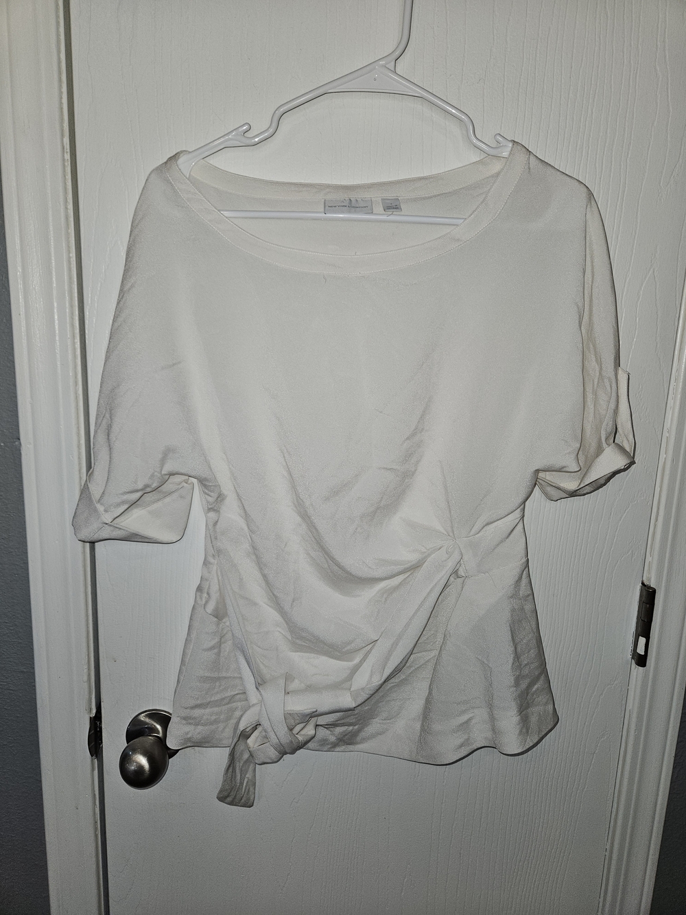 Casual Knot-Front White Blouse